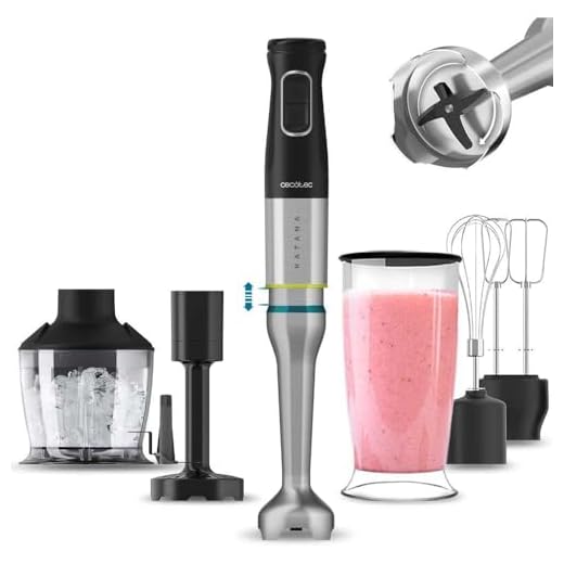 Cecotec Batidora de Mano Katana 15 Smash B. 1500 W, 21 Velocidades y Turbo, 4 Hojas con Titanio Negro, Campana antisalpicaduras, Pie extralargo, Kit accesorios