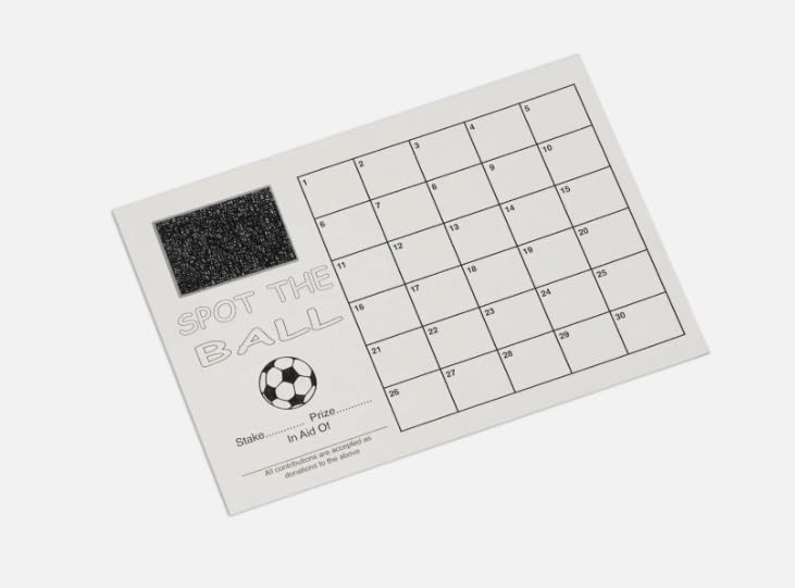 Crystals Club Supplies 25 x 30 Square Spot The Ball Football Fundrsising scratch Card