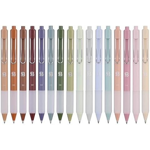 BLIEVE - Earthy and Colored Gel Pens With Cool Matte Finish, Aesthetic and Cute Pens With Smooth Writing For Journaling And Bible Note Taking No Bleed Through, Drawing Pen, School Supplies 16 Pack Cover