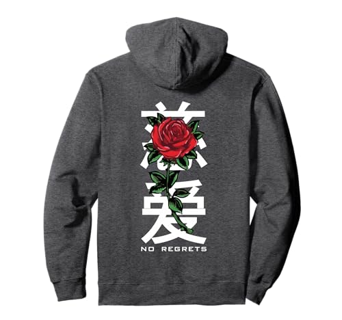No Regrets Rose Backprint - Aesthetic Edgy Streetwear Pullover Hoodie