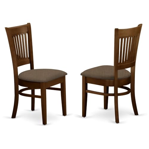 Image of East West Furniture VAC-ESP-C Vancouver Kitchen Dining Chairs - Linen Fabric Upholstered Wooden Chairs, Set of 2, Espresso