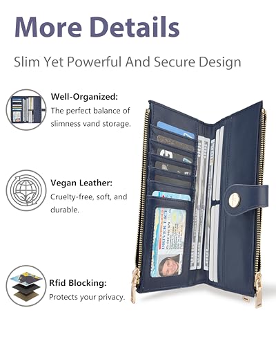 Image of Cat Women's Slim Wallet,Thin RFID Card Holder with Zipper Pocket | 12 Slot Wallet Organizer, Large Capacity, Vegan Leather, Coin Purse, Cash Compartment, Travel Wallet, Women Gift