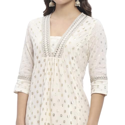 Image of BIBA Women Cotton Gathered Printed Suit Set