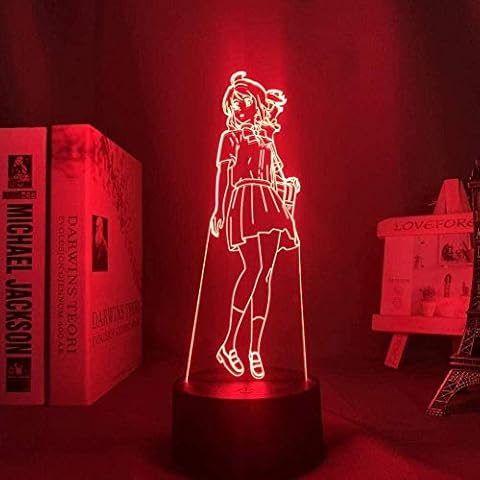 3D LED Light Night Light Optical Illusion Lamp Anime Your Name Mitsuha Miyamizu LED Night Light for Bedroom Decor Nightlight Birthday Gift Anime 3D Lamp Mitsuha Miyamizu Your Name HYKK Cover