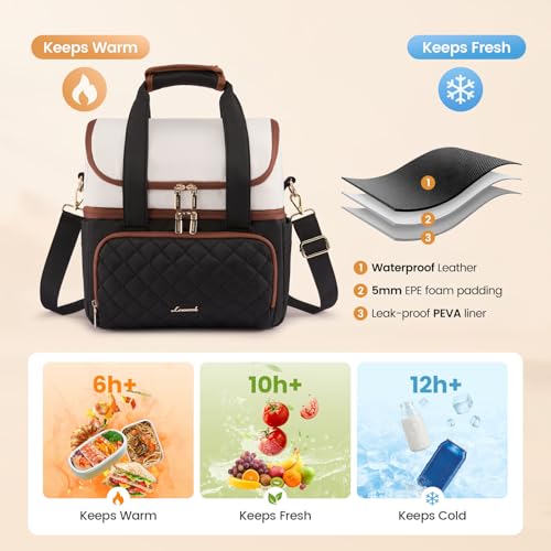 LOVEVOOK Insulated Lunch Box for Women,Large Double Deck Adult Lunch Bag - image 3