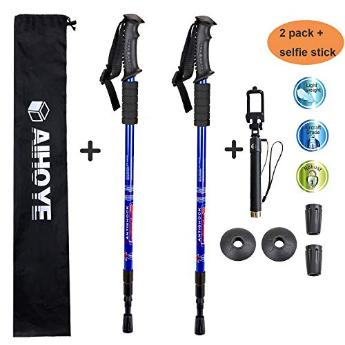Aihoye Trekking Poles, Collapsible Lightweight Shock-Absorbent Hiking Walking Sticks Adjustable Aluminum Hiking Poles