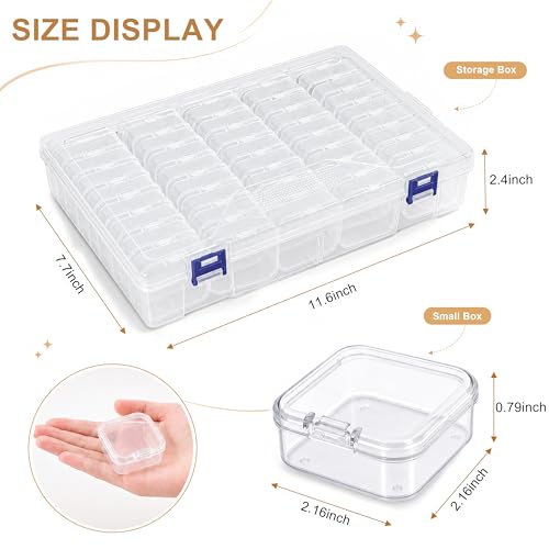 Image of Exptolii Small Bead Organizer Box, 45Pcs Clear Plastic Case Mini Dimond Bead Storage Containers with Hinged Lids and Rectangle for Bracelet Making DIY Jewelry Craft Nail Small Parts