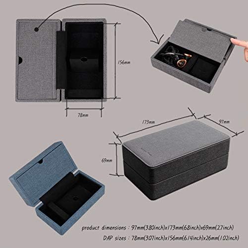 Miniatura 4 de MITER Funda de transporte para DAP + auriculares, hecha a mano Italia piel sintética rígida para 2 auriculares IEM + 1 caja de almacenamiento para