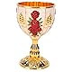 Pssopp Zoll Gold Kelch - Zuhälterbecher Aus Zinklegierung Mit Retro Geprägtem Blumenmuster - Eleganter 4 Zoll Becher Für Party, Bankett, Bar (Rot Auf Gold)
