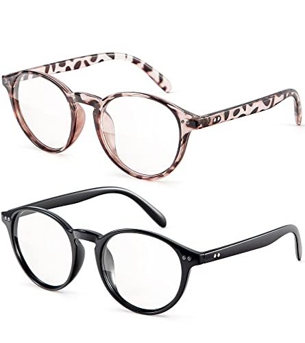 Image of Womens Round Blue Light Blocking Glasses Anti Eye Strain Glasses Clear Lens Computer Eyeglasses with Filter UV Light