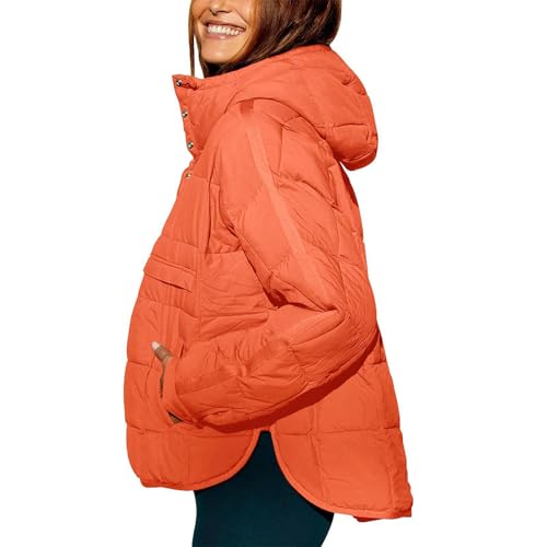 Pullover Puffer Jacket Womens, Quilted Jackets Winter Coats for Women, Quarter Button Casual Padded Coats3