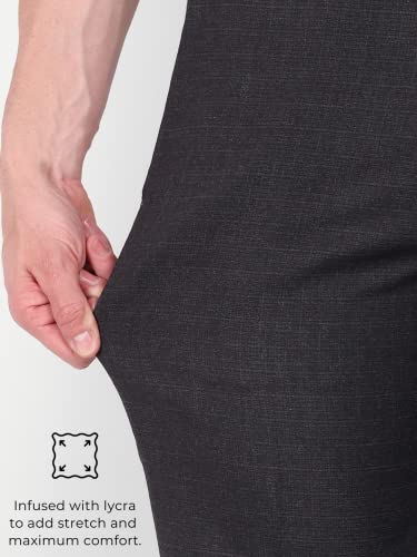 Image of MANCREW Checkered Stretchable Formal Pants for Men - Self-Design, Wrinkle Free, Regular fit Luxury Formal Trousers for Men