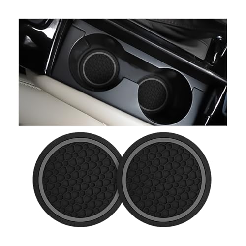Image of Mandark 2PCS Car Cup Holder Coasters, 2.75 Inch Non-Slip Insert Water Bottle Holder Pads, Dustproof Automotive Interior Accessories Mat, Universal for Vehicles, Trucks, RVs and More(Black /Gray)
