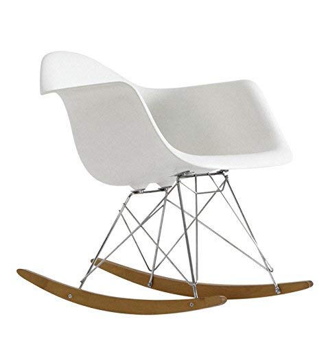 ST017 Mecedora balancín para salón o dormitorio, ideal embarazadas.Asiento blanco patines madera. Pack de 4 unidades