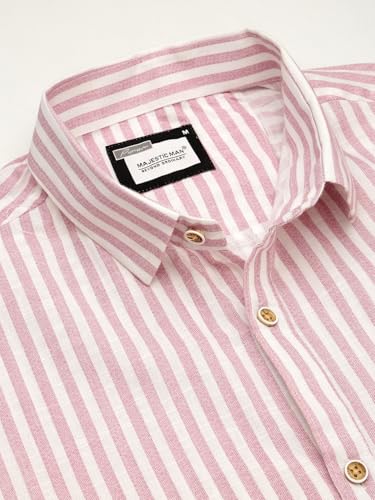Image of Majestic Man Men's Pure Cotton Striped Half Sleeve Regular Fit Shirt