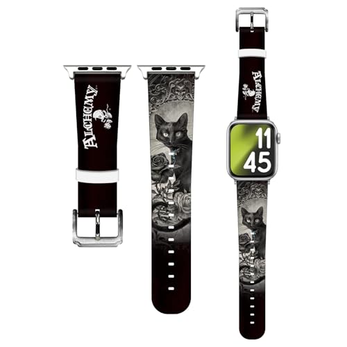 Bracelet Apple Watch 44mm en cuir véritable Alchemy Gothic, style mystique et finitions luxe