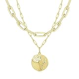 Jewenova Birth Month Flower Necklace for Women 18K Gold Plated Dainty Simple Month Birth Flower Disc...