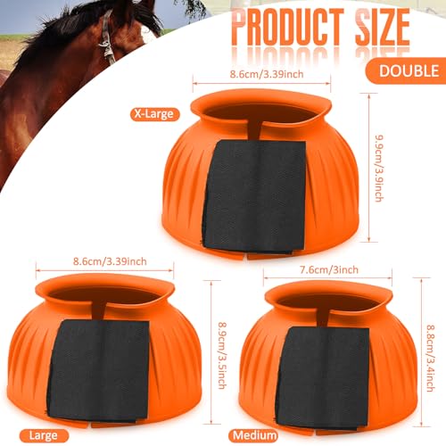 Image of Abbylike Bell Boots for Horses 1 Pair /2 Pair Available, Protect Against Hoof Impact Trauma, Rubber Bell Boots Horse Care for Turnout, No Rub Design Wrap Hook and Loop