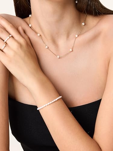 Adjustable Freshwater Pearl Bracelet for Women, 3-4mm x 5-6mm Rice-Shaped Pearls, 18K Gold PVD-Coated Stainless Steel2