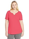 Just My Size Women's Plus-Size Solid Split Neck Shirttail Hem Tee