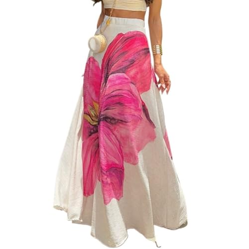 Women's Skirts Summer New Floor Length Fashion Street Floral Print Ladies Beach Vacation Outings Chic