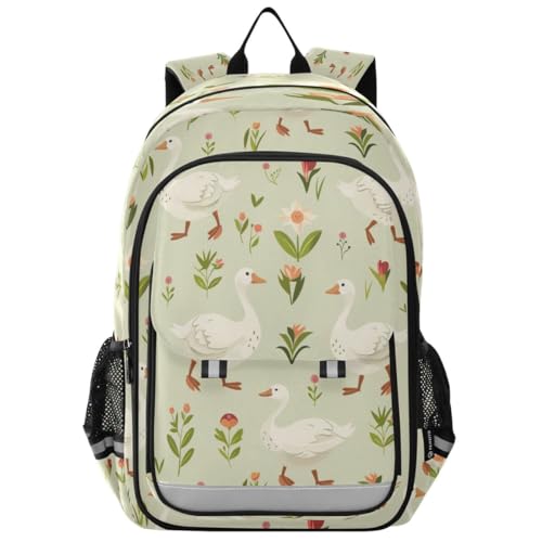 ALAZA Floral Duck Goose Backpack College Middle High School Bag Laptop Bag Casual Dayback Travel Business 17 inch