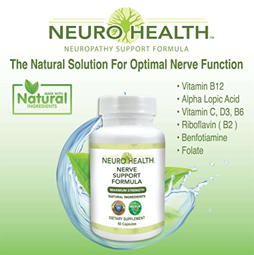 Neuro Health - Nerve Support Formula - Natural Vitamins Including B12 Combined With 600Mg Of Ala Alpha Lipoic Acid - Neuropathy Support Supplement - 60 Count Bottle (1 Pack) #TOP3