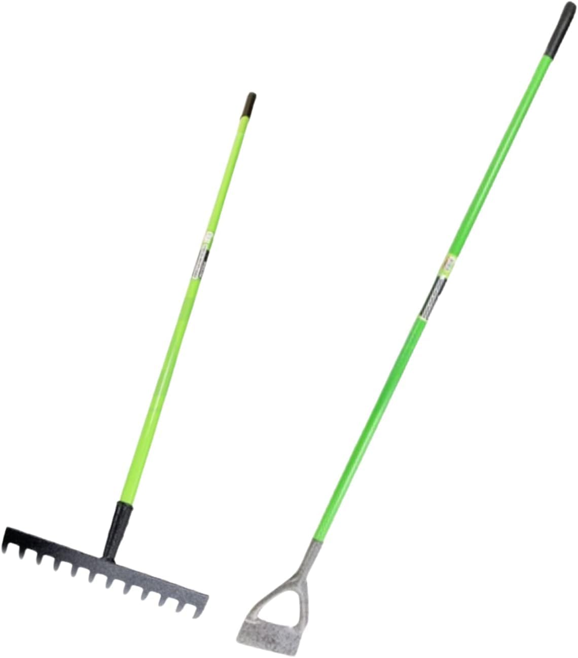 Dunnet Tools Dutch Hoe And Rake Garden Tool Set Carbon Steel Gardening Kit Soil Digging Garden Rake Dutch Hoe Set Professional Diy For Home Use
