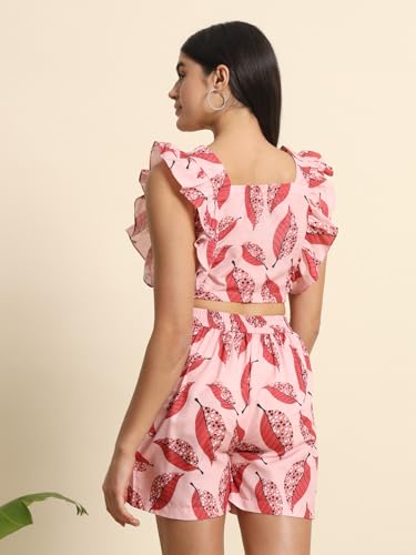 Image of Womens 2-Piece Printed Coord Set | Crop Shrit & Skirt-Short Dress