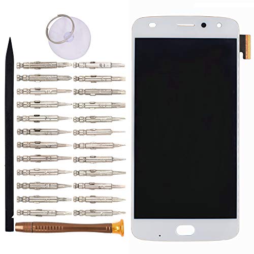 Image of LCD Screen Display with Digitizer Touch Panel Without Bezel Frame Compatible with Motorola Moto Z2 Play XT1710-01 XT1710-07 XT1710-10 XT1710-08 XT1710-09(White)