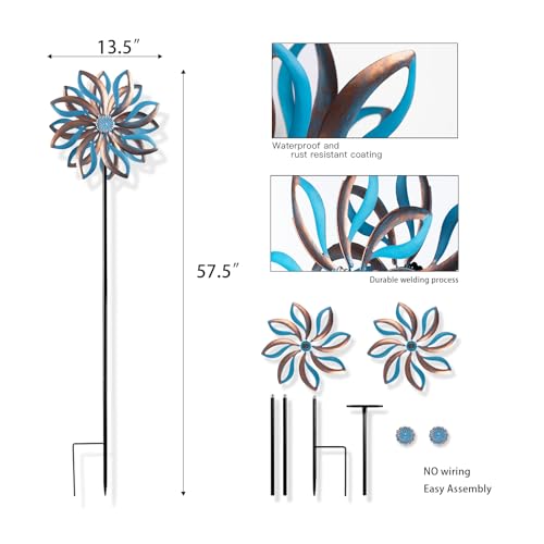 Jusimux 24001 Metal Wind Spinners Outdoor,Vintage Kinetic Wind Spinner Garden Pinwheels thumb #6