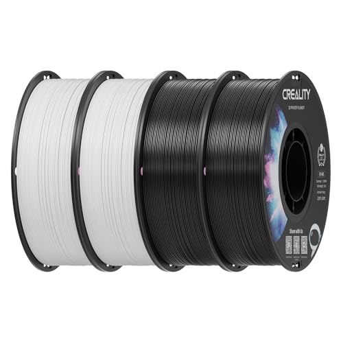 Creality 4 kg Black & White ABS Filament 1.75mm, 3D Printer Filament Bundle, Excellent Resistance, Odorless Non-Toxic, Stability, Tough, 4 Pack-1 kg (Black, Black, White, White)