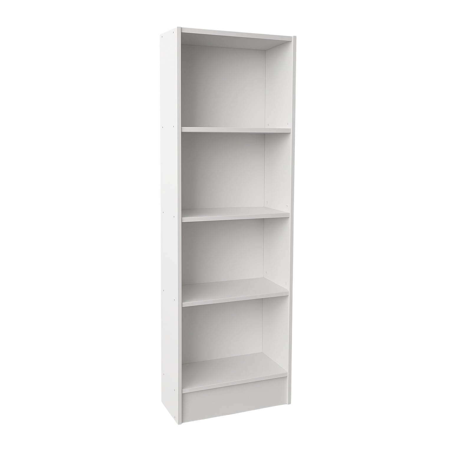 eacommerce - Libreria Scaffale in Legno Melaminico | 4 Ripiani Verticali per Libri e oggetti | Facile da Assemblare | Resistente e Duratura, 60x24x170H cm - Colore Bianco