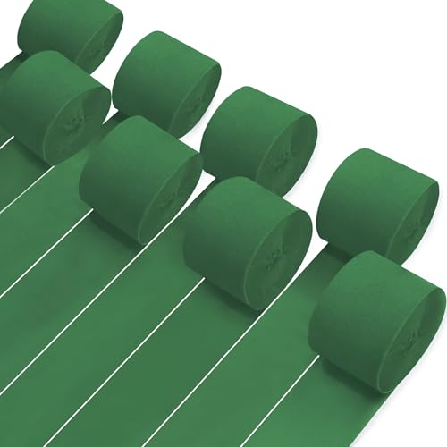 Image of 8 Rolls Crepe Paper Streamers, Hunter Green Streamers Party Decorations for Baby Shower Bridal Shower Wedding Jungle Dinosaur Themed Birthday Christmas Decorations