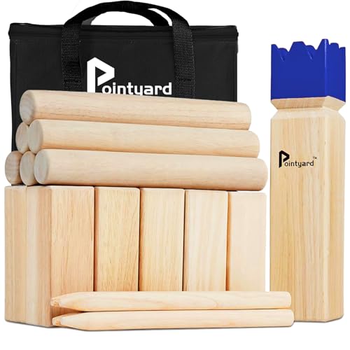 Pointyard Kubb Yard Game Set Outdoor Game for Family Fun Yard Game for Adults Backyard Party Games with Carrying Bag(3IN)