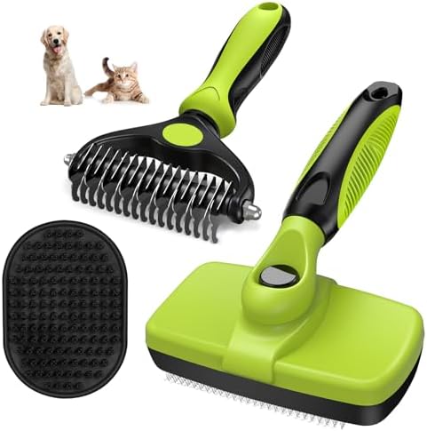 3PCS Self Cleaning Slicker Brush & Pet Grooming Rake &
