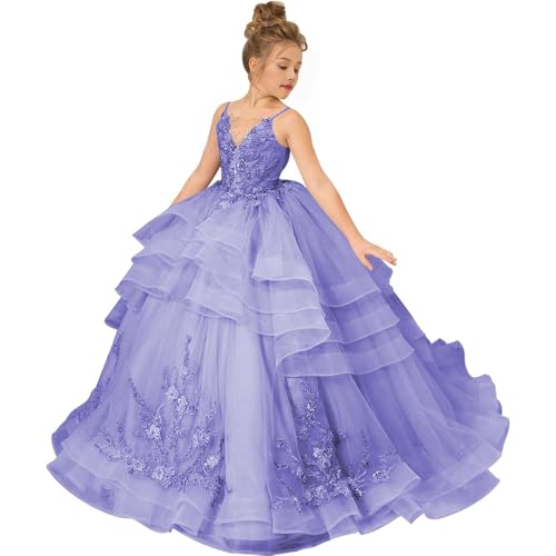 Flower Girls Dresses for Wedding Tulle Pageant Princess lace Appliques Girl Wedding Guest Dress3