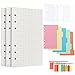 BYLaconic Ringbuch A6 Nachfüllbar Notizpapier Set, 5 Stück Trennblätter mit 3 Stück 6 Löcher A6 Papier Karierte/2 Binder Taschen/2 Binder Karten/2 Farbige Haftnotizen für Nachfüllbar Notizbuch