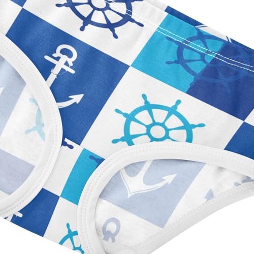 Fun Print Toddler Underwear Custom 2t Cotton Girl Panties Cute Nautical Squares Anchors Blue Kids Briefs Undies4