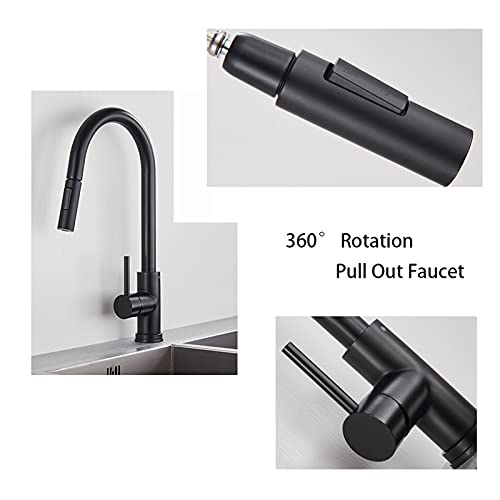 Mitigeur noir tactile de cuisine LiChA robuste à deux modes de jet d'eau