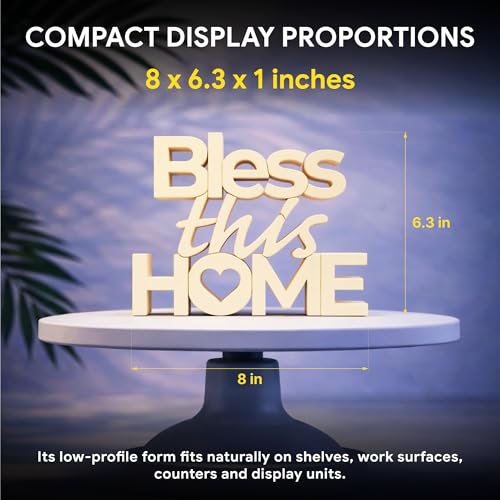 Image of Mad Masters Bless This Home Vastu Desk Decor - Aesthetic Table, Shelf & Wall Showpiece for Home Office, Business. Blessing & Friendly Gifting, Soft Ivory (20.3 x 16 x 2.5 cm)
