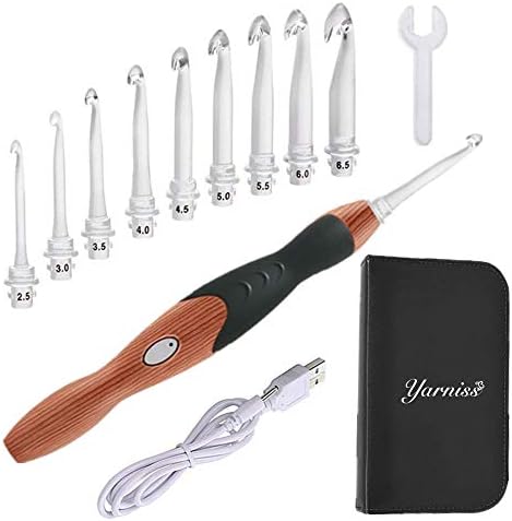Lighted Crochet Hooks Set,Crochet Hooks with Case Led 9 in 1 Interchangeable Heads Crochet Hook