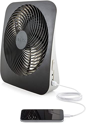 Treva 10-Inch Portable Desk Battery Fan, Powered by...