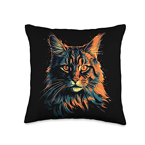 Maine Coon Cat Mom Dad Cats Breeder Pet Lovers Lover Kitten Maine Coon Cats Owner Throw Pillow, 16x16, Multicolor