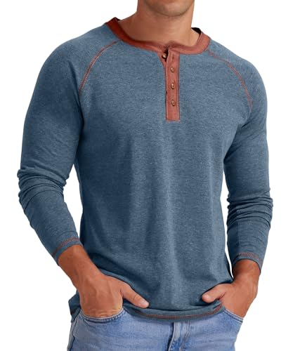 Image of Sailwind Mens Henley Long /Short Sleeve T-Shirt Cotton Casual Shirt