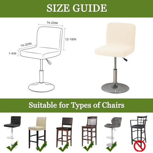 Image of FUANGUI Bar Stool Covers Set of 2, Stretch Bar Stool Chair Cover Slipcovers, Knitted Jacquard Counter Stool Bar Chair Covers for Kitchen Pub Dining Room (Knitted Beige)