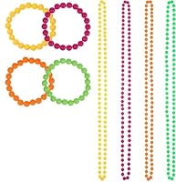 QHFlashbuy 8 Stück Neon Bead Halskette Farbe BeadHalskette Neonfarbenen Perlen,80er Party Kleid Zubehör Neon für Party Kostüm Mottoparty Armband Kostümzubehör