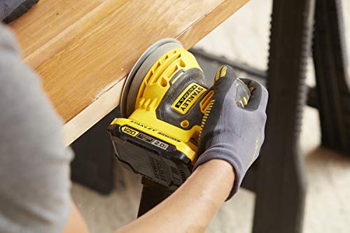 Stanley Ponceuse excentrique sans fil, 18V, Gamme FATMAX V20, 12000 trs/mn, Sans Batterie Ni Chargeur, SFMCW220B-XJ Noir/Jaune