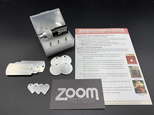 Etching/Engraving Tip Brother Scan and Cut Machine Compatible -Starter Kit with Practice Aluminum Stamping Blanks Made by Zoom Precision