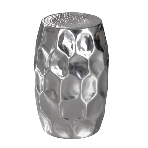 FineBuy Table d'appoint Métal 30x47x30 cm Petite Table Basse Argenté Martelée Aluminium | Table...